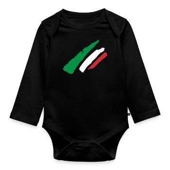 Bande du drapeau italien - Body Bébé bio manches longues - noir - Devant