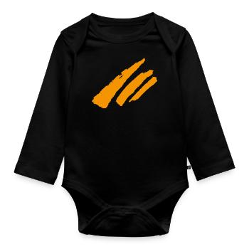 Stripe decoration - Organic Longsleeve Baby Bodysuit - black - Front