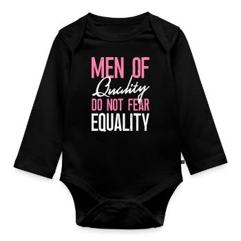 Feminist Men Of Quality Don't Fear - Baby Bio-Langarm-Body - Schwarz - Vorne