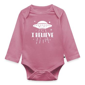 Je crois - Body Bébé bio manches longues - mauve - Devant