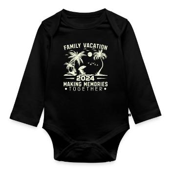 Vacances d’été en famille Créer des souvenirs - Body Bébé bio manches longues - noir - Devant