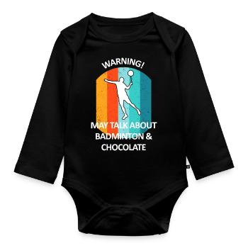 Badminton Badminton Badminton Player Chocolat - Body Bébé bio manches longues - noir - Devant