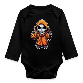 Halloween design creepy for the next party - Organic Longsleeve Baby Bodysuit - black - Front