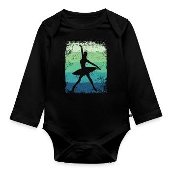 Ballet Danseuse Vintage Femme Ballerine - Body Bébé bio manches longues - noir - Devant