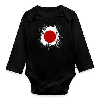 Japan Flagge Used Look Nihon Japanische Fahne - Baby Bio-Langarm-Body - Schwarz - Vorne