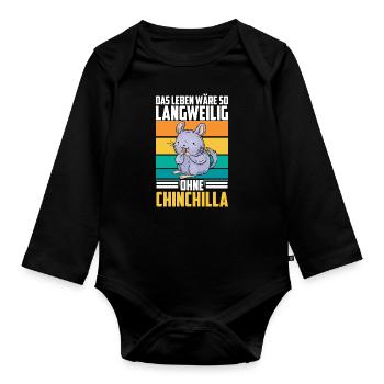 Langweilig ohne Chinchilla Nagetier Wollmaus - Baby Bio-Langarm-Body - Schwarz - Vorne