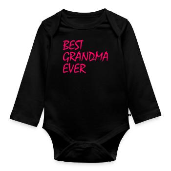 Best grandma ever - Baby Bio-Langarm-Body - Schwarz - Vorne