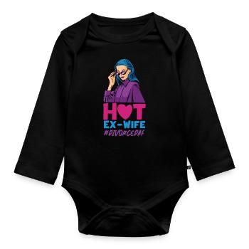 Happy Divorce Party Hot Ex-Wife - Baby Bio-Langarm-Body - Schwarz - Vorne