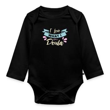 Doula J’aime ce que je Doula Compagne de naissance Sages-femmes - Body Bébé bio manches longues - noir - Devant