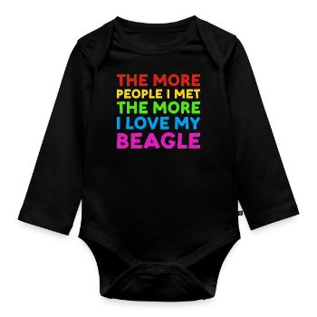 Plus de gens que j’ai rencontrés plus j’aime Beagle - Body Bébé bio manches longues - noir - Devant