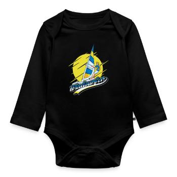 Windsurfers, surfeurs, surfeurs, sports nautiques - Body Bébé bio manches longues - noir - Devant
