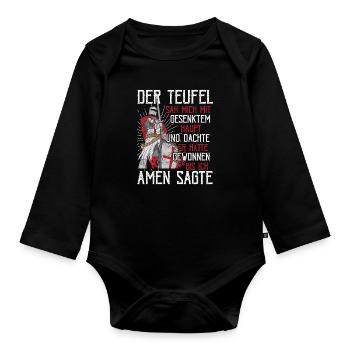 Der Teufel hat mich gesehen Tempelritter Kreuzzug - Baby Bio-Langarm-Body - Schwarz - Vorne