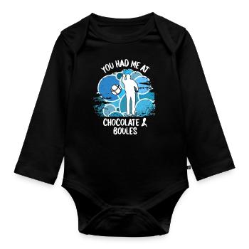 Boule Petanque Boccia Boules Schokolade - Baby Bio-Langarm-Body - Schwarz - Vorne