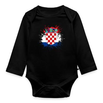 Croatia flag Adriatic Zagreb Croatian flag - Organic Longsleeve Baby Bodysuit - black - Front