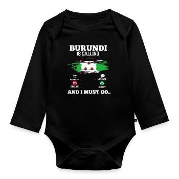 Burundi - Organic Longsleeve Baby Bodysuit - black - Front