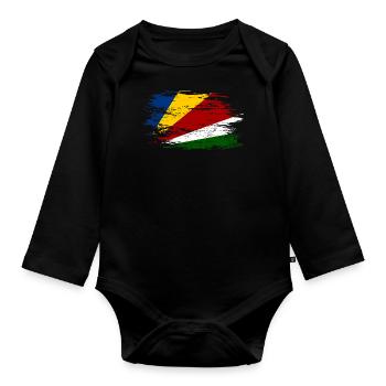 Seychellen Flagge used - Baby Bio-Langarm-Body - Schwarz - Vorne