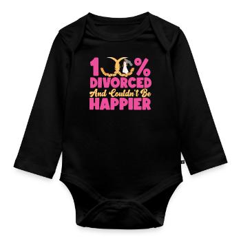 Happy Divorce Party 100% Divorced - Organic Longsleeve Baby Bodysuit - black - Front