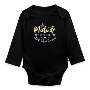 Midwife The One Where I'll Be There For Midwifery - Baby Bio-Langarm-Body - Schwarz - Vorne