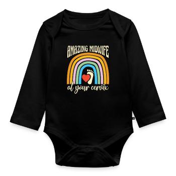 Midwife Amazing Midwife At Your Cervix Obstetrics - Baby Bio-Langarm-Body - Schwarz - Vorne