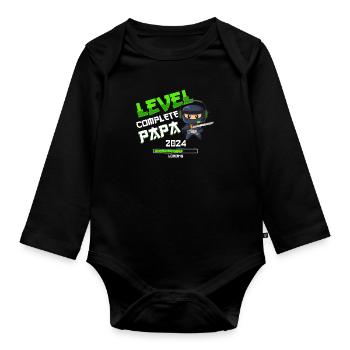 Level Complete PAPA 2024 - Organic Longsleeve Baby Bodysuit - black - Front