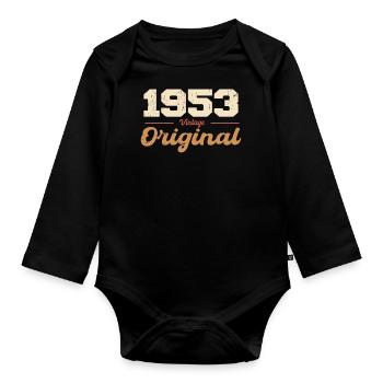 1953 Vintage Anniversary Retro Gift 1953 - Organic Longsleeve Baby Bodysuit - black - Front