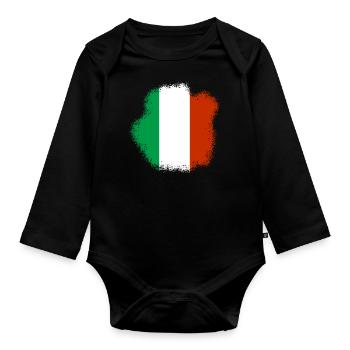 Drapeau italien vintage drapeau italien look usé - Body Bébé bio manches longues - noir - Devant