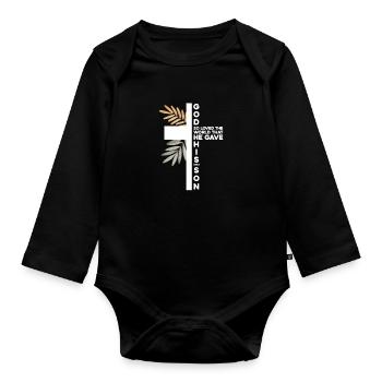 Bibel Bibelvers Christliche Sprüche Jesus Geschenk - Baby Bio-Langarm-Body - Schwarz - Vorne