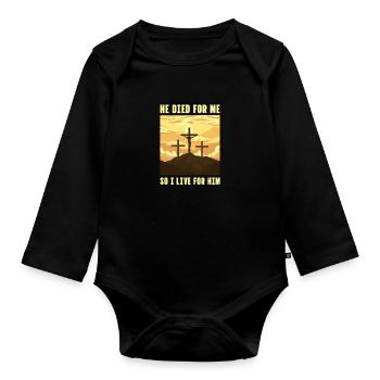 Bibel Bibelvers Christliche Sprüche Jesus Geschenk - Baby Bio-Langarm-Body - Schwarz - Vorne
