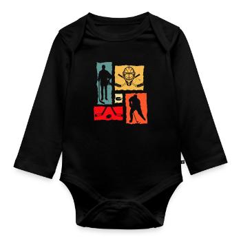 Eishockey Retro - Baby Bio-Langarm-Body - Schwarz - Vorne