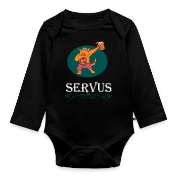 Tracht Bayrisch Trachten Bayern Ersatz Bär Tirol - Organic Longsleeve Baby Bodysuit - black - Front