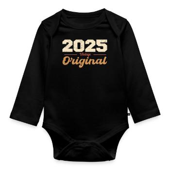 2025 Vintage Jubiläum Retro Geschenk 2025 - Baby Bio-Langarm-Body - Schwarz - Vorne