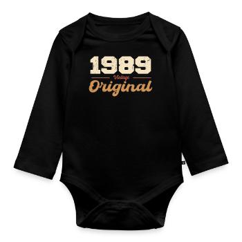 1989 Vintage Anniversaire Rétro Cadeau 1989 - Body Bébé bio manches longues - noir - Devant