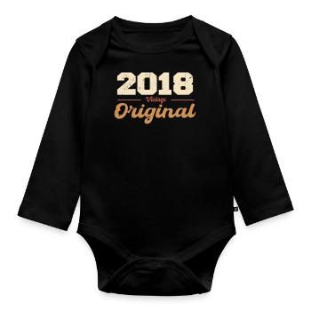 2018 Vintage Anniversaire Rétro Cadeau 2018 - Body Bébé bio manches longues - noir - Devant