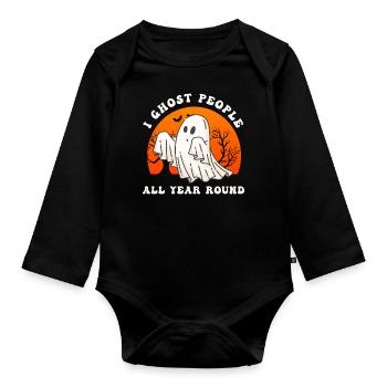 Halloween I Ghost People All Year Long - Baby Bio-Langarm-Body - Schwarz - Vorne