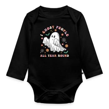 Halloween I Ghost People All Year Long - Organic Longsleeve Baby Bodysuit - black - Front