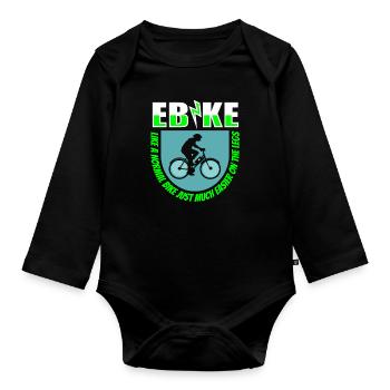 E Bike Electric Bike Cool - Organic Longsleeve Baby Bodysuit - black - Front