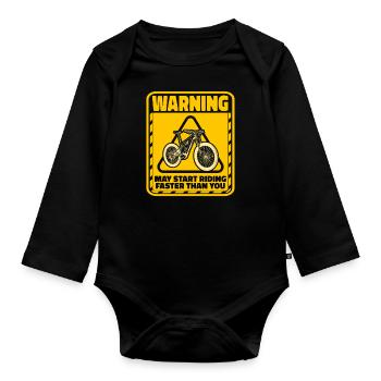 E Bike Electric Bike Warning - Organic Longsleeve Baby Bodysuit - black - Front