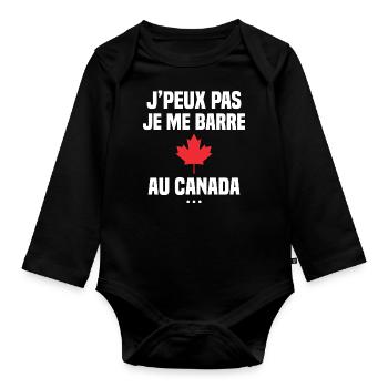 Je peux pas je me barre au Canada - Body Bébé bio manches longues - noir - Devant
