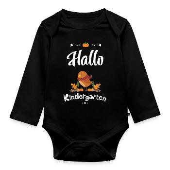 süßes Vogel Design mit Herbstmotiven - Baby Bio-Langarm-Body - Schwarz - Vorne