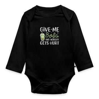 Bubble Tea Boba Tea Kawaii Cadeau - Body Bébé bio manches longues - noir - Devant