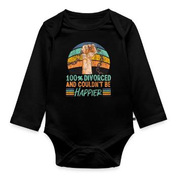 Happy Divorce Party 100% Divorced - Organic Longsleeve Baby Bodysuit - black - Front