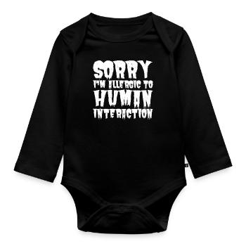 Allergic to Humans Introvertierte Halloween Ironie - Baby Bio-Langarm-Body - Schwarz - Vorne