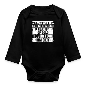 Gold Gold Mining Gold Mining Gold Mining - Organic Longsleeve Baby Bodysuit - black - Front
