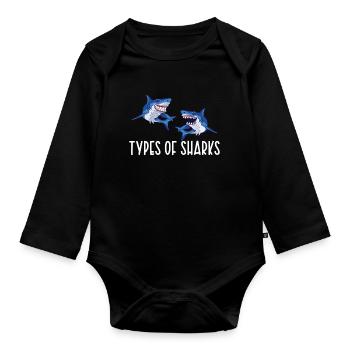 Always be yourself You can be a shark - Organic Longsleeve Baby Bodysuit - black - Front