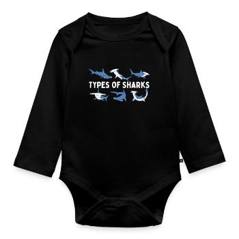 Always be yourself You can be a shark - Organic Longsleeve Baby Bodysuit - black - Front