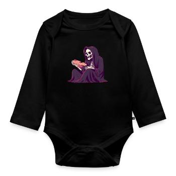 La pizza, c’est la vie - Grim Reaper Pizza - Body Bébé bio manches longues - noir - Devant