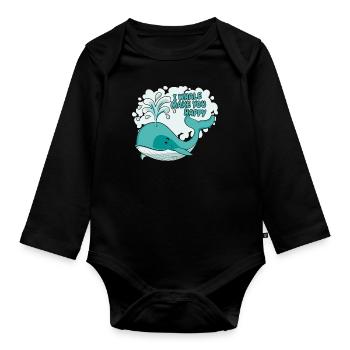 Je Baleine te rend heureux Béluga bleu Cachalot Baleine - Body Bébé bio manches longues - noir - Devant