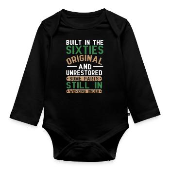 Erbaut Sechziger Jahren Original 50. Geburtstag - Baby Bio-Langarm-Body - Schwarz - Vorne