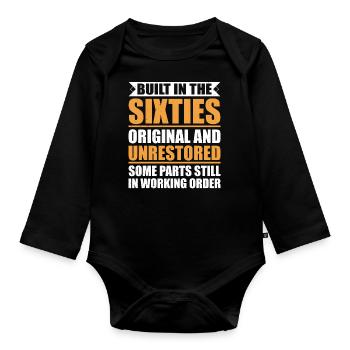 Erbaut Sechziger Jahren Original 50. Geburtstag - Baby Bio-Langarm-Body - Schwarz - Vorne