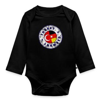 TURKEY GERMANY Stamp - Organic Longsleeve Baby Bodysuit - black - Front
